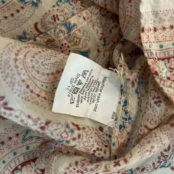 J Crew Extra Small Size 0 The Perfect Shirt Paisley Button Down Cotton Silk - Picture 8 of 8